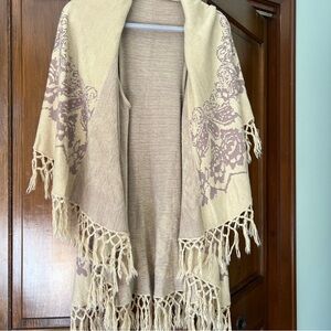 Raj Beige and Brown Fringed Shawl